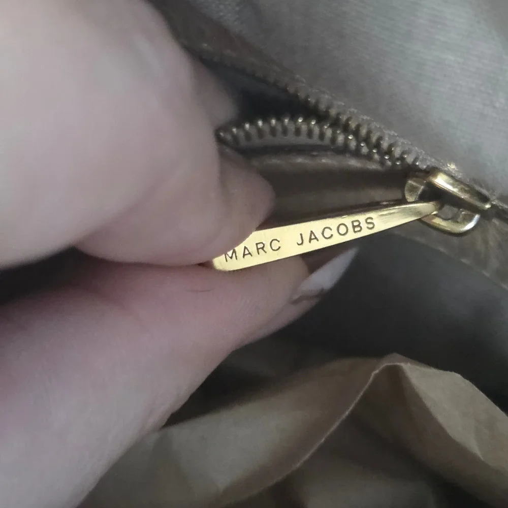 Marc Jacobs Quilted Leather Satchel Bag Tan Beige Gold Chain Italian Designer